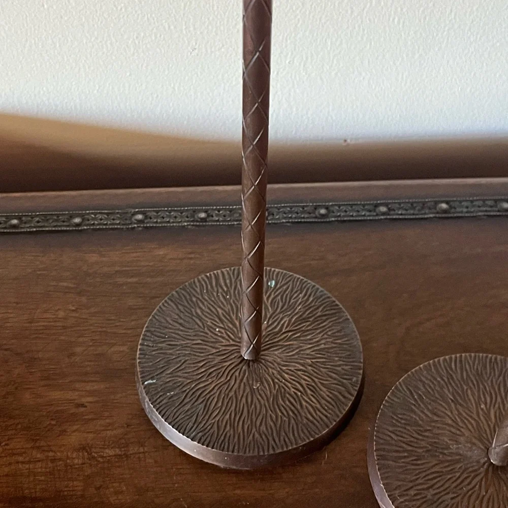 Set of 2 Vintage Brass Palm Tree Candle Holders Candlesticks 17
